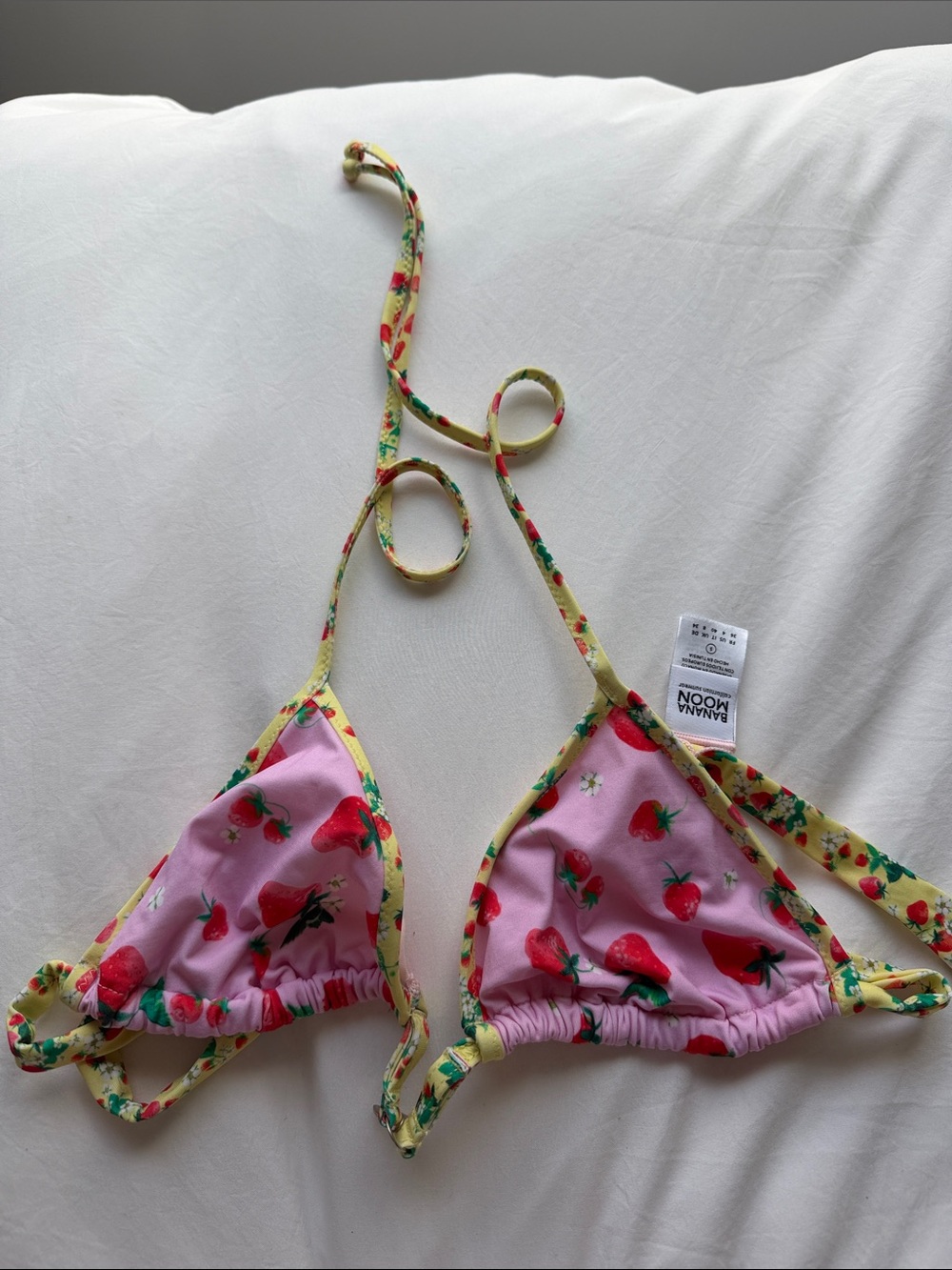 BANANA MOON Pink Strawberry Triangle Bikini Top